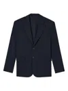 Emporio Armani Notched Lapel Blue Jacket In Blue