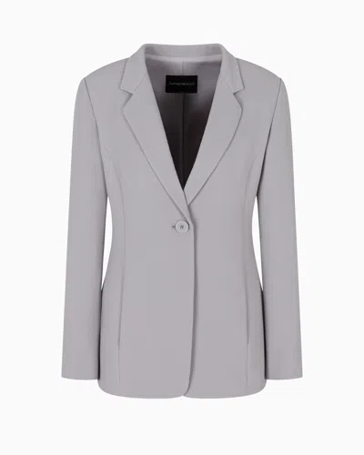 Emporio Armani Single-breasted Jacket In Flowing, Armure Technical Fabric In Gray