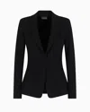 Emporio Armani Single-breasted Jacket In Knit-effect Jacquard Jersey In Black