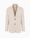 Emporio Armani Single-breasted Jacket In Nylon Seersucker In Grey