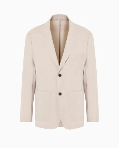 Emporio Armani Single-breasted Jacket In Nylon Seersucker In Grey