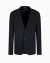 Emporio Armani Single-breasted Jacket In Stretch Piqué Technical Jersey In Black