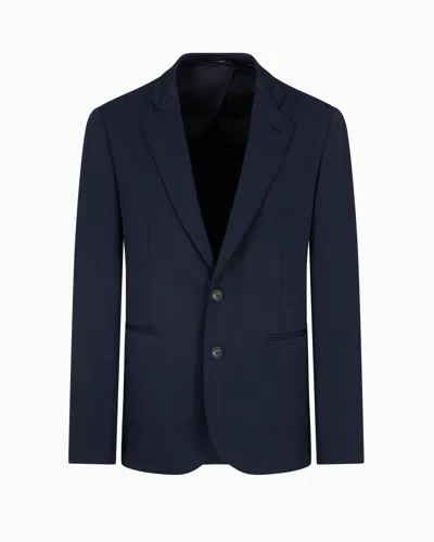 EMPORIO ARMANI SINGLE-BREASTED JACKET IN STRETCH PIQUÉ TECHNICAL JERSEY