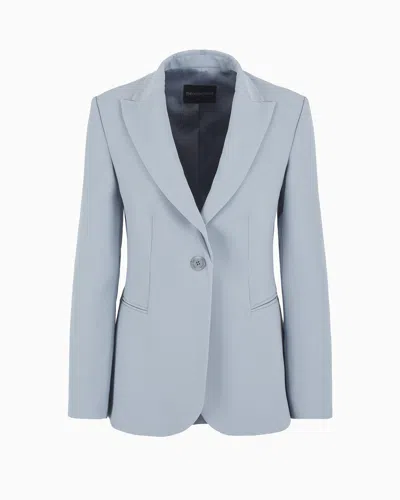 Emporio Armani Single-breasted Jacket In Technical Gabardine In Beige