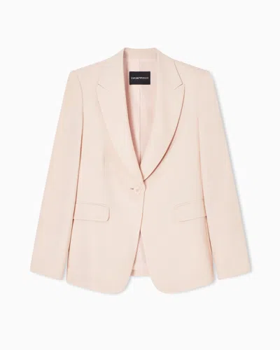 Emporio Armani Single-breasted Jacket In Technical Gabardine In Pink