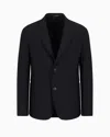 Emporio Armani Official Store Technical-jersey Single-breasted Jacket With 3d-effect Micro-pattern In Navy Blue