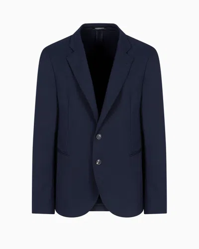 EMPORIO ARMANI SINGLE-BREASTED JACKET IN TECHNICAL STRETCH GABARDINE