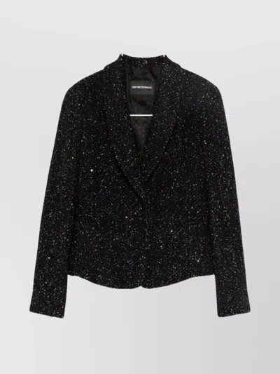 Emporio Armani Single-breasted Jacket Sparkling Finish In Black