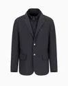 Emporio Armani Official Store Single-breasted Jacket With Full-zip Detachable Inner Panel In Lightweight Nylon Seer In Black