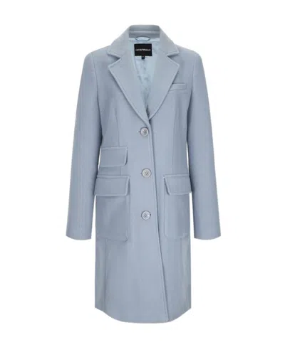 Emporio Armani Single-breasted Lapel Coat In Blue