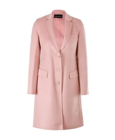 Emporio Armani Single-breasted Lapel Coat In Pink