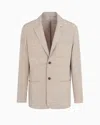 Emporio Armani Single-breasted Linen-blend Blazer In Beige