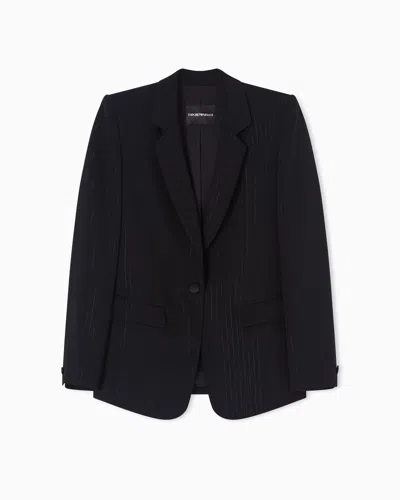 Emporio Armani Single-breasted Pinstriped Lurex Jacket In Black