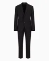 Emporio Armani Single-breasted Suit In Virgin-wool Two-way Stretch Canvas In Black