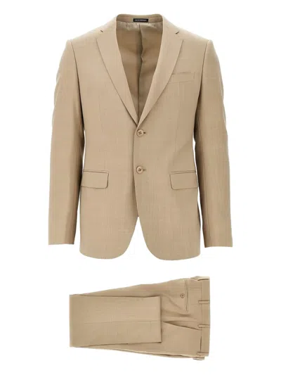 Emporio Armani Single-breasted Suit In Brown