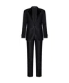 Emporio Armani Tailored Black Virgin Wool Suit With Satin Lapel In Black