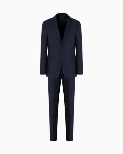Emporio Armani Single-breasted Suit In Micro-design High-twist Virgin Wool