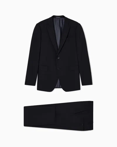 Emporio Armani Single-breasted Suit In Natural Stretch, Tropical Light Wool