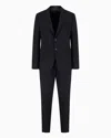 Emporio Armani Single-breasted Suit In Virgin-wool Two-way Stretch Canvas In Blue