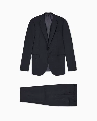 Emporio Armani Single-breasted Suit Made Of Tropical Light Wool With A Check Motif
