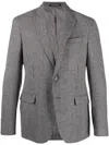 Emporio Armani Single-breasted Textured Blazer In Gray