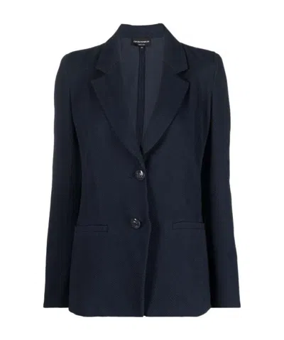 Emporio Armani Single-breasted Twill Jacket In Black