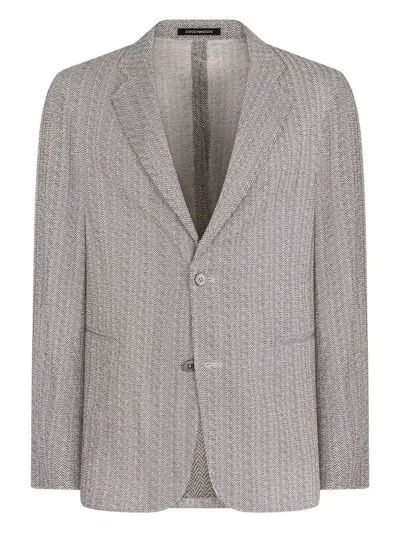 Emporio Armani Single-breasted Two-button Jacket In Gray