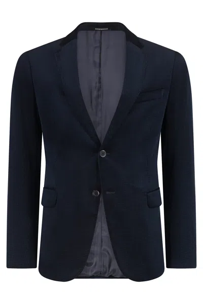 Emporio Armani Single-breasted Two-button Jacket In Blue