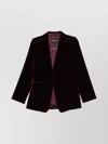 Emporio Armani Single-breasted Velvet Jacket Notch Lapels In Burgundy