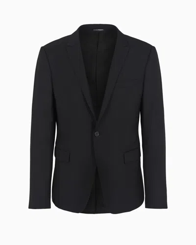 Emporio Armani Single-breasted, Virgin-wool Jacket In Gray