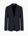 Emporio Armani Single-breasted, Virgin-wool Jacket In Blue