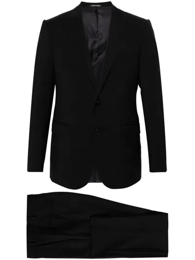 Emporio Armani Single-breasted Virgin Wool Suit In Blau