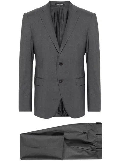 Emporio Armani Single-breasted Virgin Wool Suit In Grau