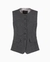 Emporio Armani Single-breasted Waistcoat In A Mélange Wool-blend Knit With A Textured Pattern In Grey