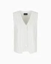 Emporio Armani Single-breasted Waistcoat In Garment-dyed Striped Bull
