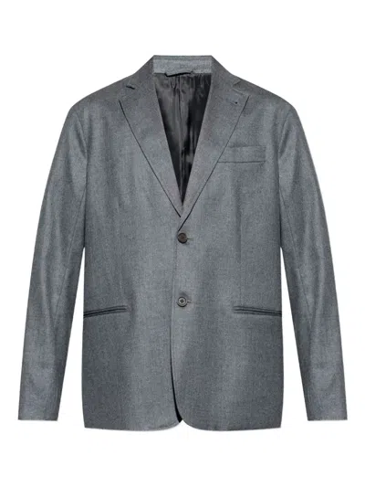 Emporio Armani Single-breasted Wool Blazer In Blue