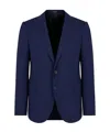 Emporio Armani Stretch Slim Fit Blazer In Solid Dark
