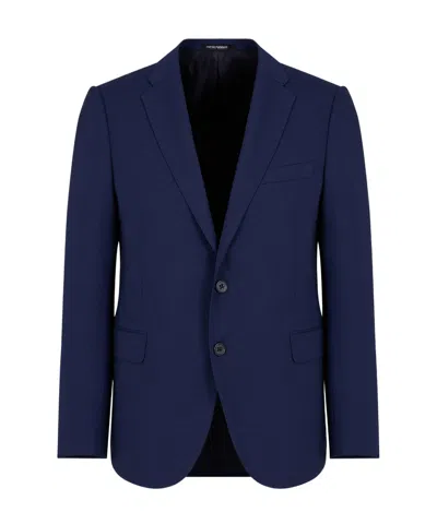 Emporio Armani Stretch Slim Fit Blazer In Solid Dark