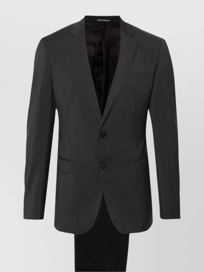 Emporio Armani Single-breasted Wool Suit Notched Lapels In Black