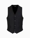 Emporio Armani Single-breasted, Worsted Virgin-wool Gilet In Black