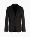 Emporio Armani Single-breasted, Worsted Virgin-wool Jacket In Black