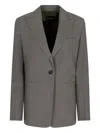 Emporio Armani Single-breated Blazer In Gray