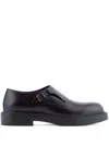 Emporio Armani Lace-up Shoes With Buckle And Block Heel In Black