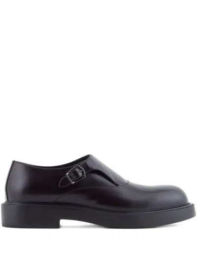 Emporio Armani Lace-up Shoes With Buckle And Block Heel In Black