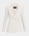 Emporio Armani Single-button Armure Blazer In White