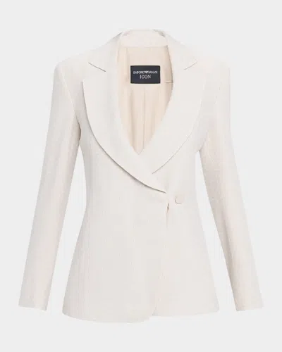 Emporio Armani Single-button Armure Blazer In White