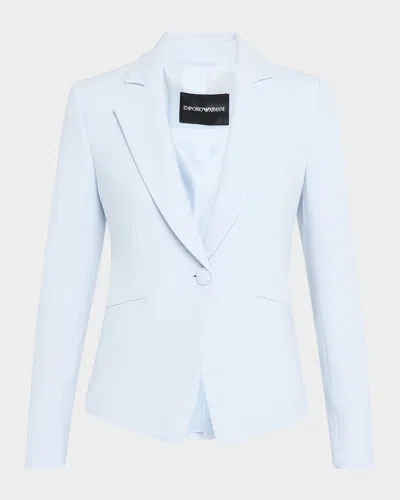Emporio Armani Single-button Cady Crepe Blazer In Zen Blue