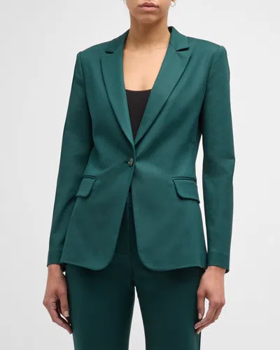 Emporio Armani Single-button Couture Cotton Blazer In Dark Green