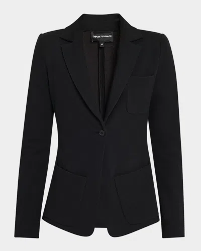 Emporio Armani Single-button Stretch Jersey Jacket In Black