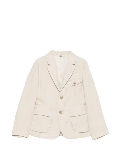 Emporio Armani Kids' Single-breasted Blazer In Neutral